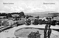 Będzin Gzichów - zabudowania pałacu Mieroszewskich (pocztówka z 1915 roku na podstawie zdjęcia St. Grabowskiego z końca XIX wieku)