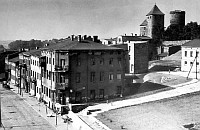 Będzin Stary Rynek widok na zamek w 1976 roku