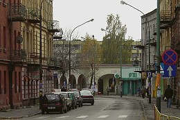 Będzin ulica Modrzejowska - widok na Hale (2002 rok).